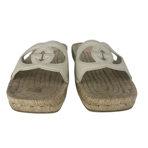 Gucci Carlos Interlocking GG Cut Out Leather Espadrille Slides 39 - Picture 8 of 16
